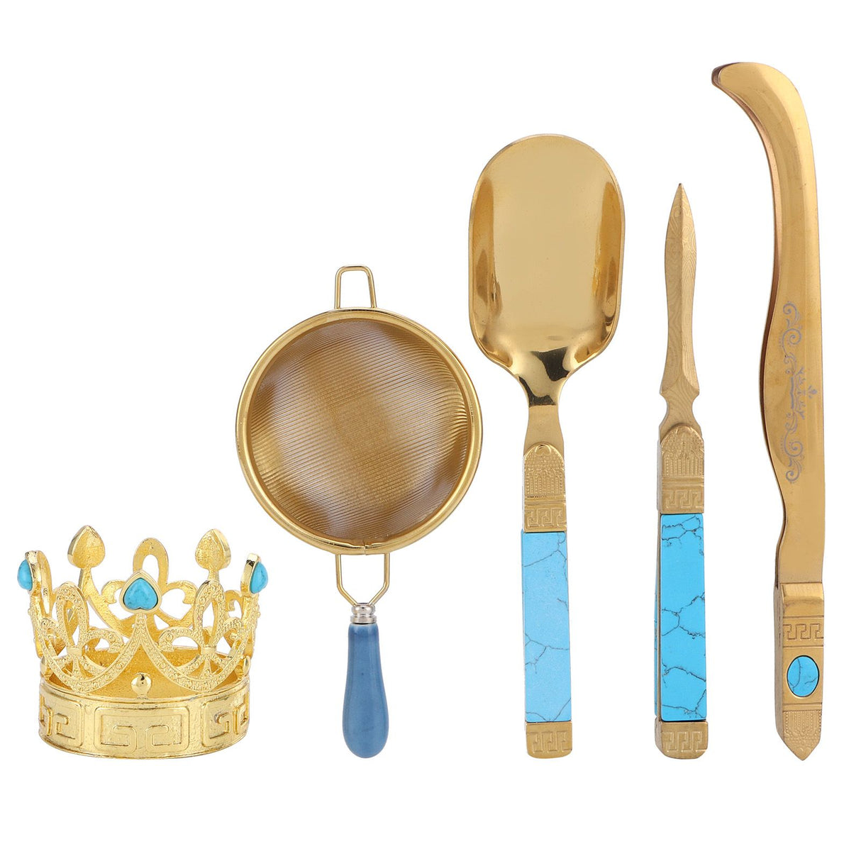 Tea Ceremony Set 304 Stainless Steel Tea Spoon Needle Clip Filter Kit Kung Fu Tea Accessory Gold