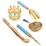 Tea Ceremony Set 304 Stainless Steel Tea Spoon Needle Clip Filter Kit Kung Fu Tea Accessory Gold - Rear View