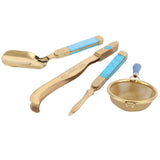 Tea Ceremony Set 304 Stainless Steel Tea Spoon Needle Clip Filter Kit Kung Fu Tea Accessory Gold - Low Angle