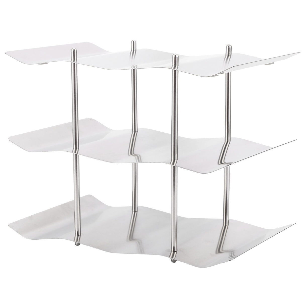 3‑Tier Stainless Steel Wine Rack Freestanding Wavy Wine Holder Display Shelf Kitchen Accessories