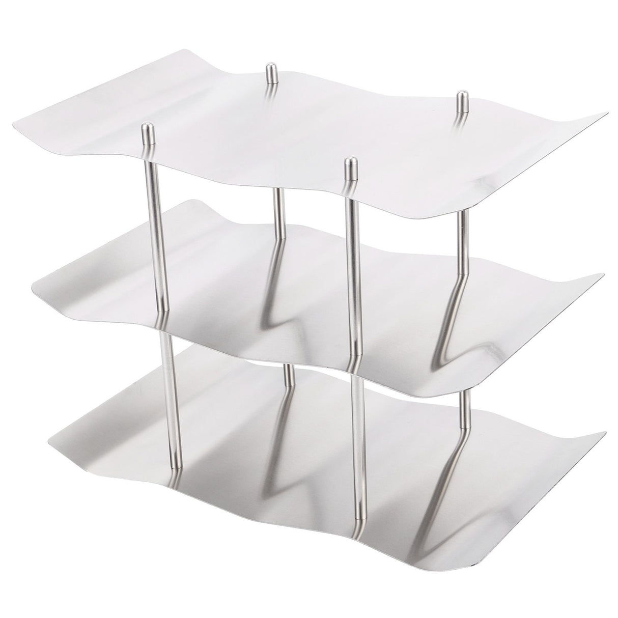 3‑Tier Stainless Steel Wine Rack Freestanding Wavy Wine Holder Display Shelf Kitchen Accessories