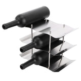 3‑Tier Stainless Steel Wine Rack Freestanding Wavy Wine Holder Display Shelf Kitchen Accessories - Low Angle
