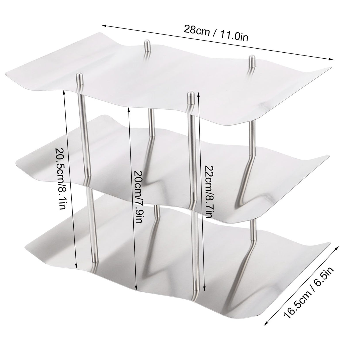 3‑Tier Stainless Steel Wine Rack Freestanding Wavy Wine Holder Display Shelf Kitchen Accessories