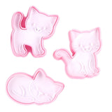 3pcs Cartoon Cat Shaped Cookies Molds DIY Baking Biscuit Mold Set Baking Accessory - Top-Down View