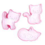 3pcs Cartoon Cat Shaped Cookies Molds DIY Baking Biscuit Mold Set Baking Accessory - Rear View