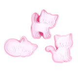 3pcs Cartoon Cat Shaped Cookies Molds DIY Baking Biscuit Mold Set Baking Accessory - Low Angle
