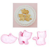 3pcs Cartoon Cat Shaped Cookies Molds DIY Baking Biscuit Mold Set Baking Accessory - Extra Image
