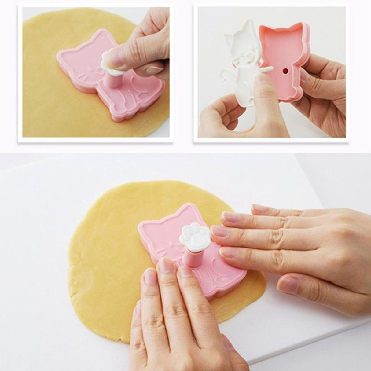 3pcs Cartoon Cat Shaped Cookies Molds DIY Baking Biscuit Mold Set Baking Accessory