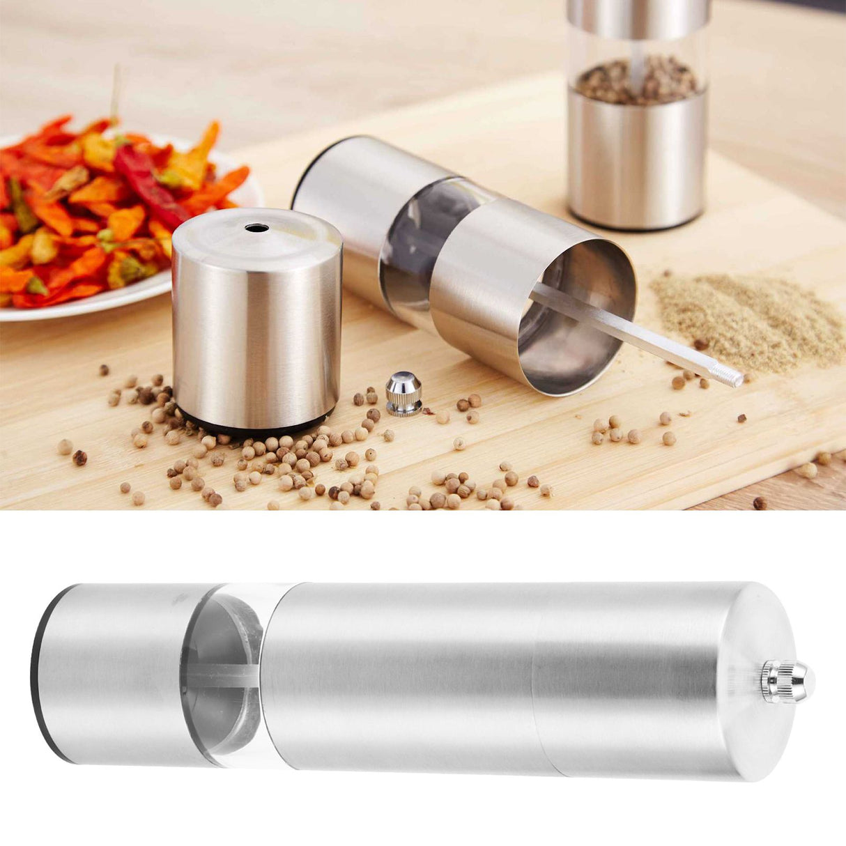 Pepper Grinder Stainless Steel Manual Pepper Spice Mill Adjustable Coarseness Ceramic Core