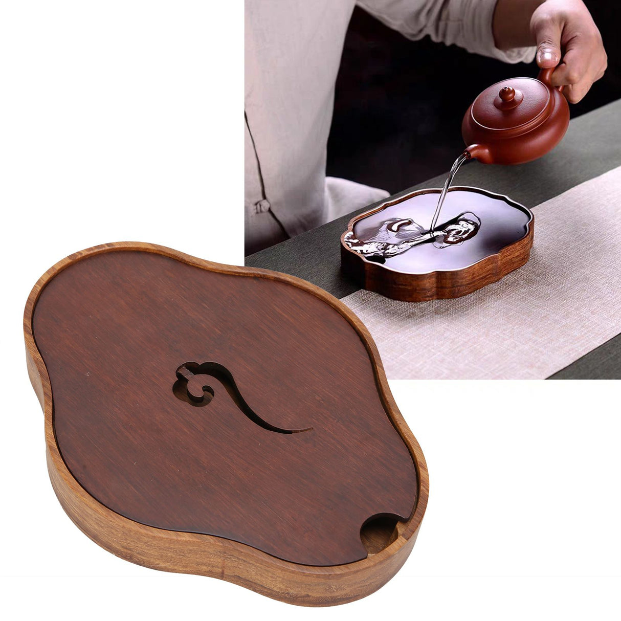 Bamboo Tea Tray Chinese Style Teaboard Serving Tray Box for Kungfu Tea Set Tearoom Supplies
