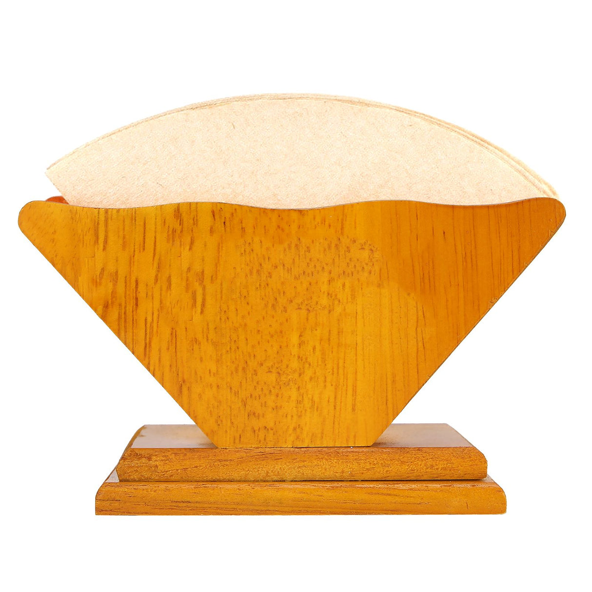 Coffee Filter Paper Holder Countertop Reusable V shaped Wooden Storage Container Dispenser