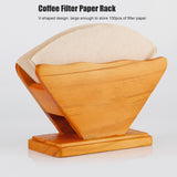 Coffee Filter Paper Holder Countertop Reusable V shaped Wooden Storage Container Dispenser