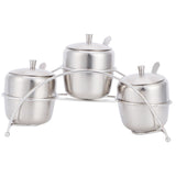 304 Stainless Steel Condiment Pot Spice Container Salt Sugar Box Storage Spice Rack Set