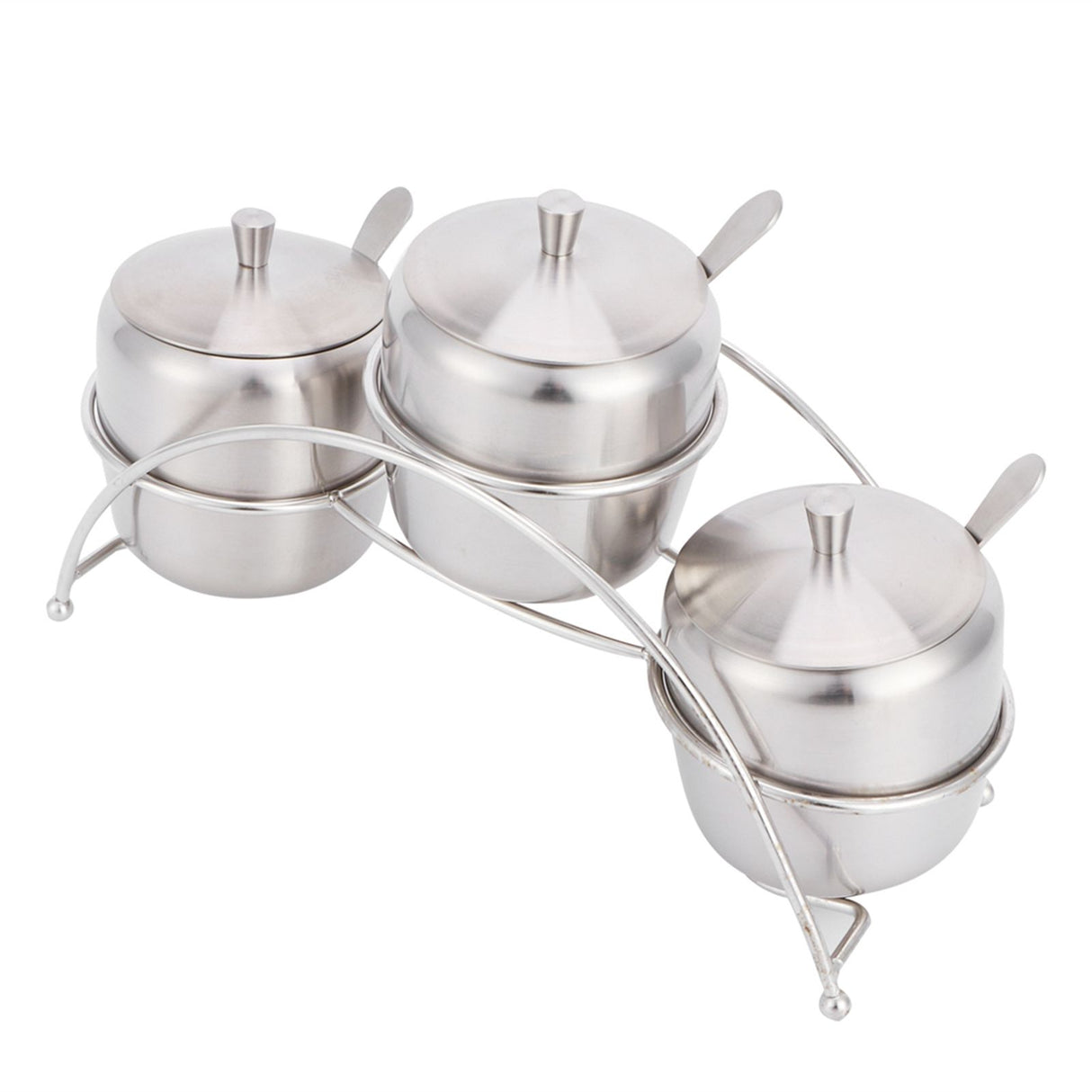 304 Stainless Steel Condiment Pot Spice Container Salt Sugar Box Storage Spice Rack Set