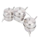 304 Stainless Steel Condiment Pot Spice Container Salt Sugar Box Storage Spice Rack Set