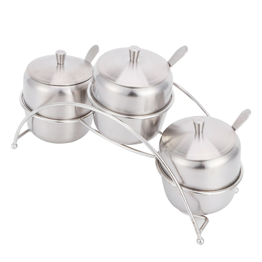 304 Stainless Steel Condiment Pot Spice Container Salt Sugar Box Storage Spice Rack Set