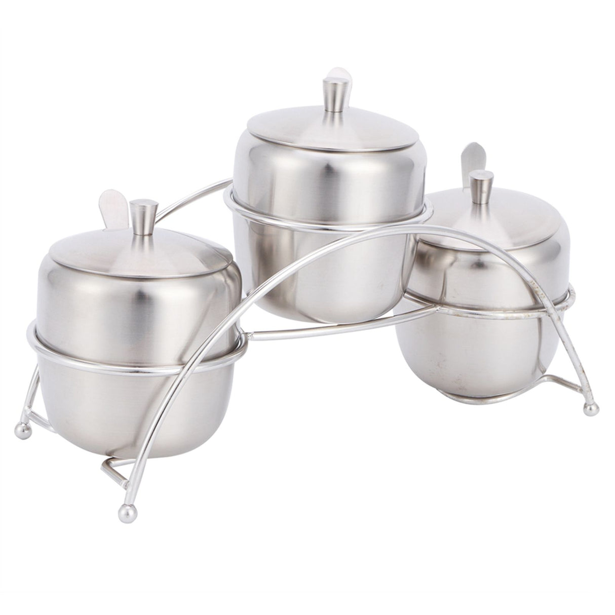304 Stainless Steel Condiment Pot Spice Container Salt Sugar Box Storage Spice Rack Set
