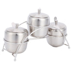 304 Stainless Steel Condiment Pot Spice Container Salt Sugar Box Storage Spice Rack Set
