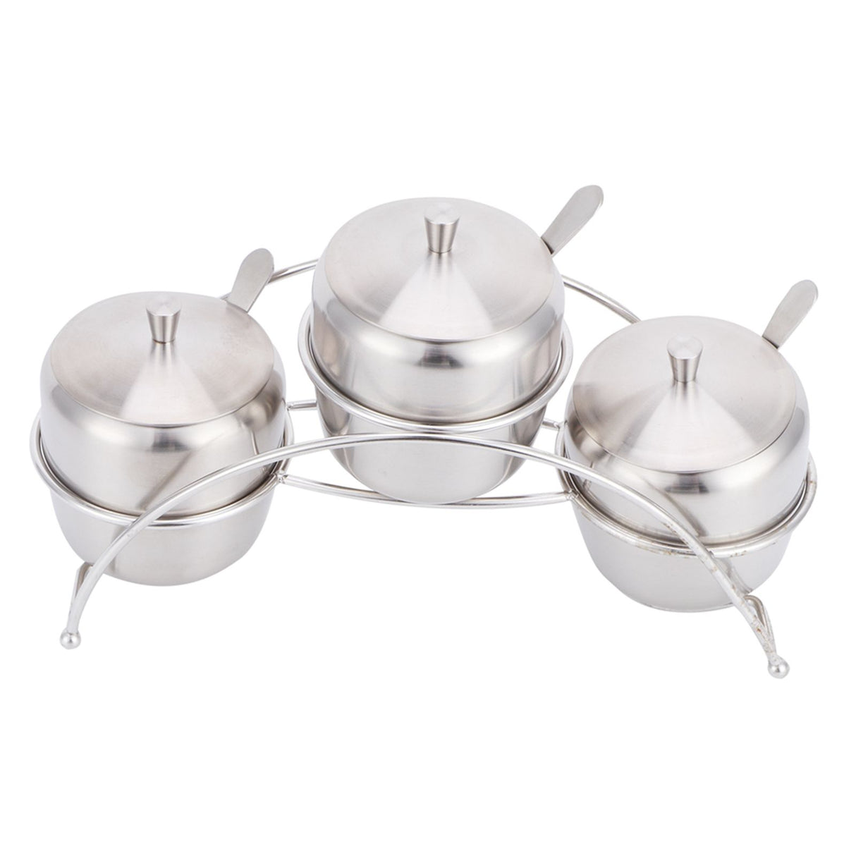304 Stainless Steel Condiment Pot Spice Container Salt Sugar Box Storage Spice Rack Set