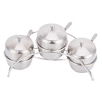 304 Stainless Steel Condiment Pot Spice Container Salt Sugar Box Storage Spice Rack Set