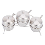 304 Stainless Steel Condiment Pot Spice Container Salt Sugar Box Storage Spice Rack Set - Top-Down View