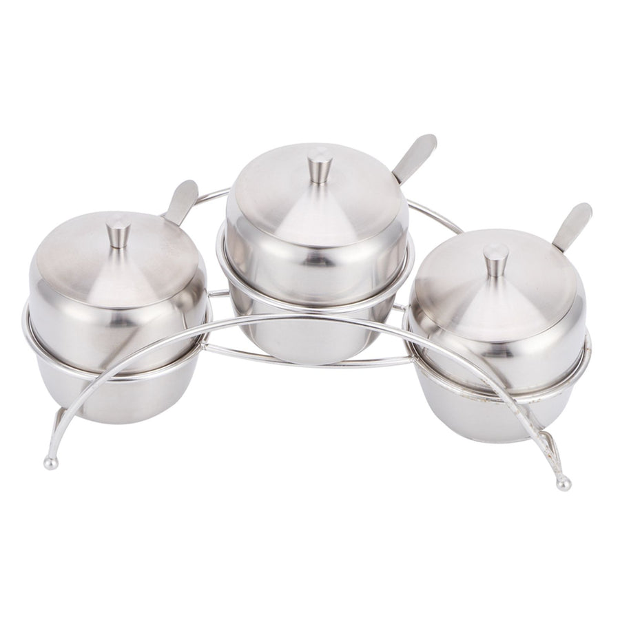 304 Stainless Steel Condiment Pot Spice Container Salt Sugar Box Storage Spice Rack Set