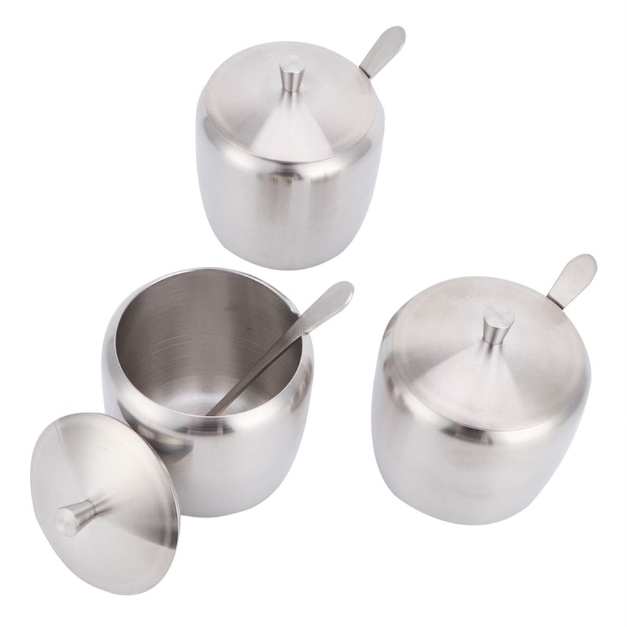 304 Stainless Steel Condiment Pot Spice Container Salt Sugar Box Storage Spice Rack Set