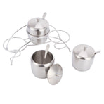 304 Stainless Steel Condiment Pot Spice Container Salt Sugar Box Storage Spice Rack Set
