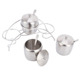 304 Stainless Steel Condiment Pot Spice Container Salt Sugar Box Storage Spice Rack Set - Rear View