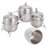 304 Stainless Steel Condiment Pot Spice Container Salt Sugar Box Storage Spice Rack Set - Low Angle