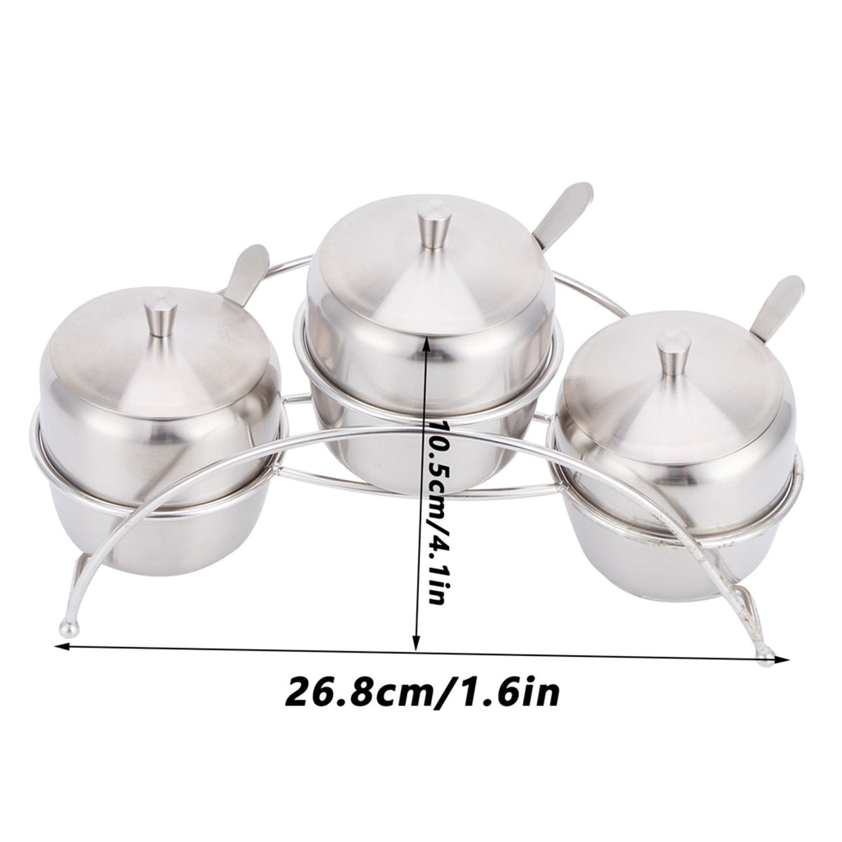 304 Stainless Steel Condiment Pot Spice Container Salt Sugar Box Storage Spice Rack Set