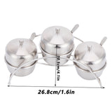 304 Stainless Steel Condiment Pot Spice Container Salt Sugar Box Storage Spice Rack Set - Extra Image