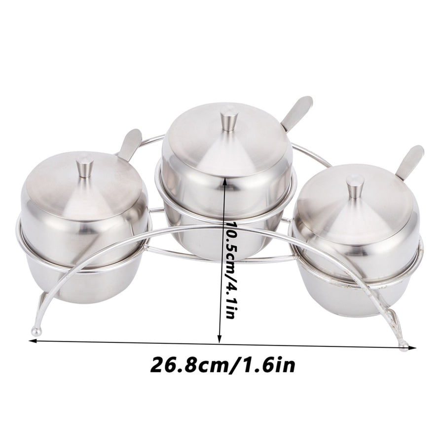 304 Stainless Steel Condiment Pot Spice Container Salt Sugar Box Storage Spice Rack Set