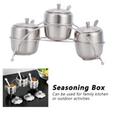 304 Stainless Steel Condiment Pot Spice Container Salt Sugar Box Storage Spice Rack Set - Extra Image