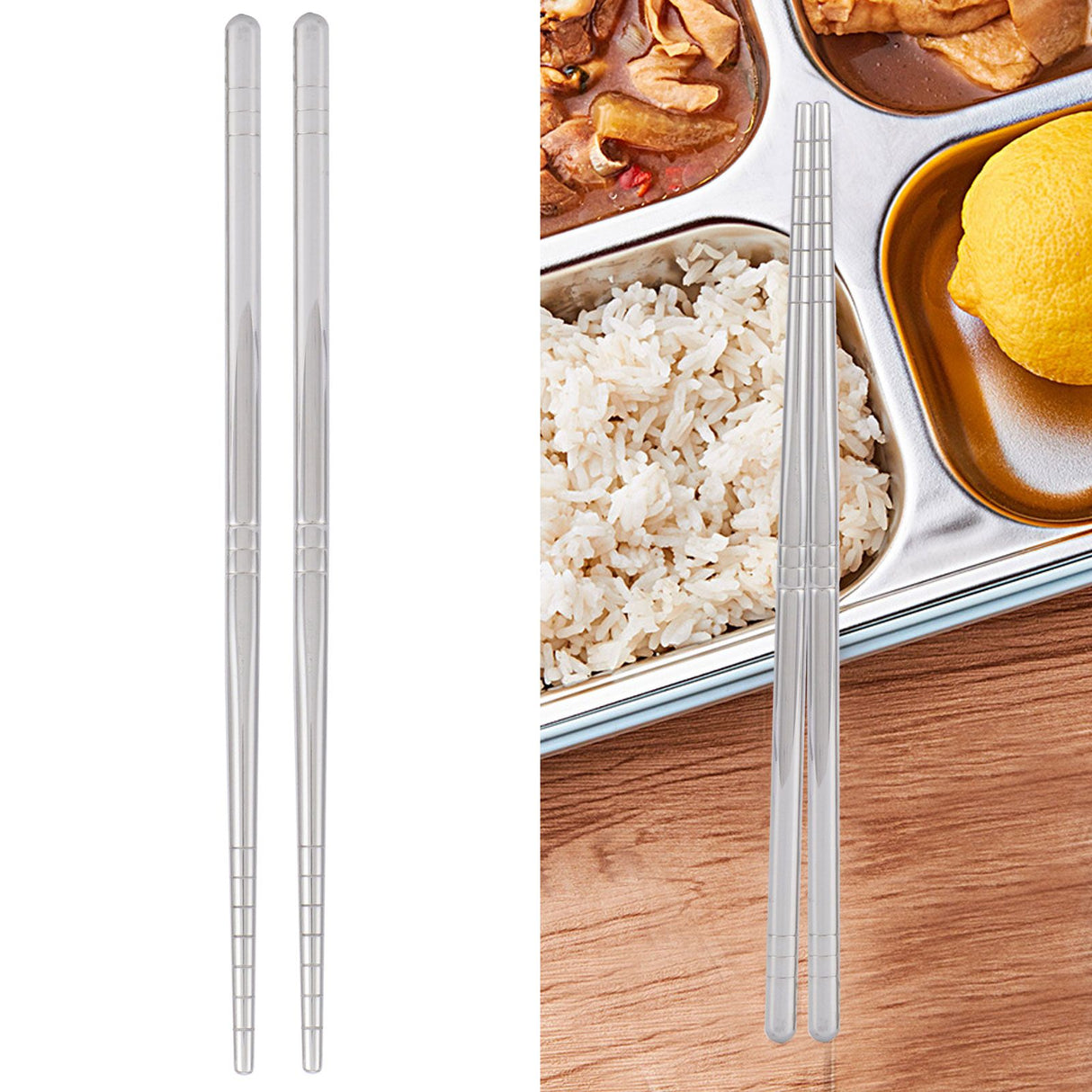 1 Pair Chopsticks 304 Stainless Steel Chopsticks Tableware Cutlery Kitchen Accessory 17.5cm