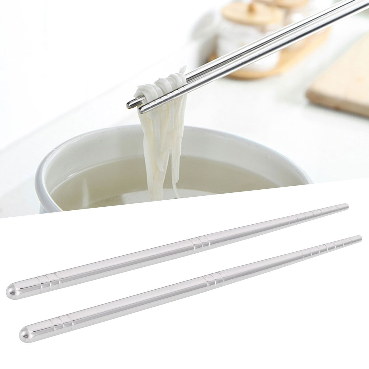 1 Pair Chopsticks 304 Stainless Steel Chopsticks Tableware Cutlery Kitchen Accessory 17.5cm