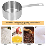 304 Stainless Steel Measuring Cup Kitchen Baking Measuring Spoon with Scale Cooking Accessories1/4cup