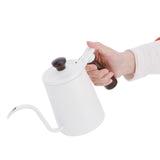 700ml Hand Drip Coffee Pot 304 Stainless Steel Long Spout Coffee Making Kettle with Wooden Handle - Low Angle