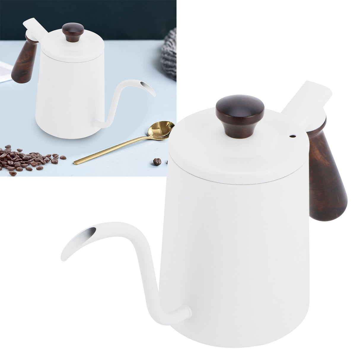 700ml Hand Drip Coffee Pot 304 Stainless Steel Long Spout Coffee Making Kettle with Wooden Handle