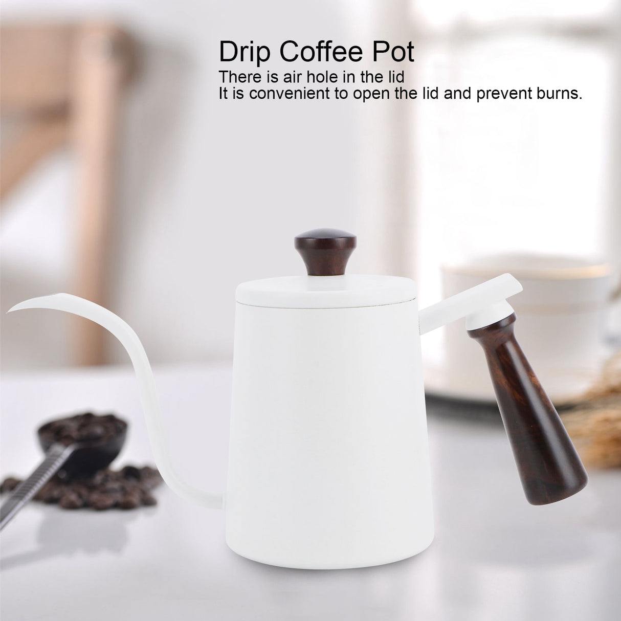 700ml Hand Drip Coffee Pot 304 Stainless Steel Long Spout Coffee Making Kettle with Wooden Handle