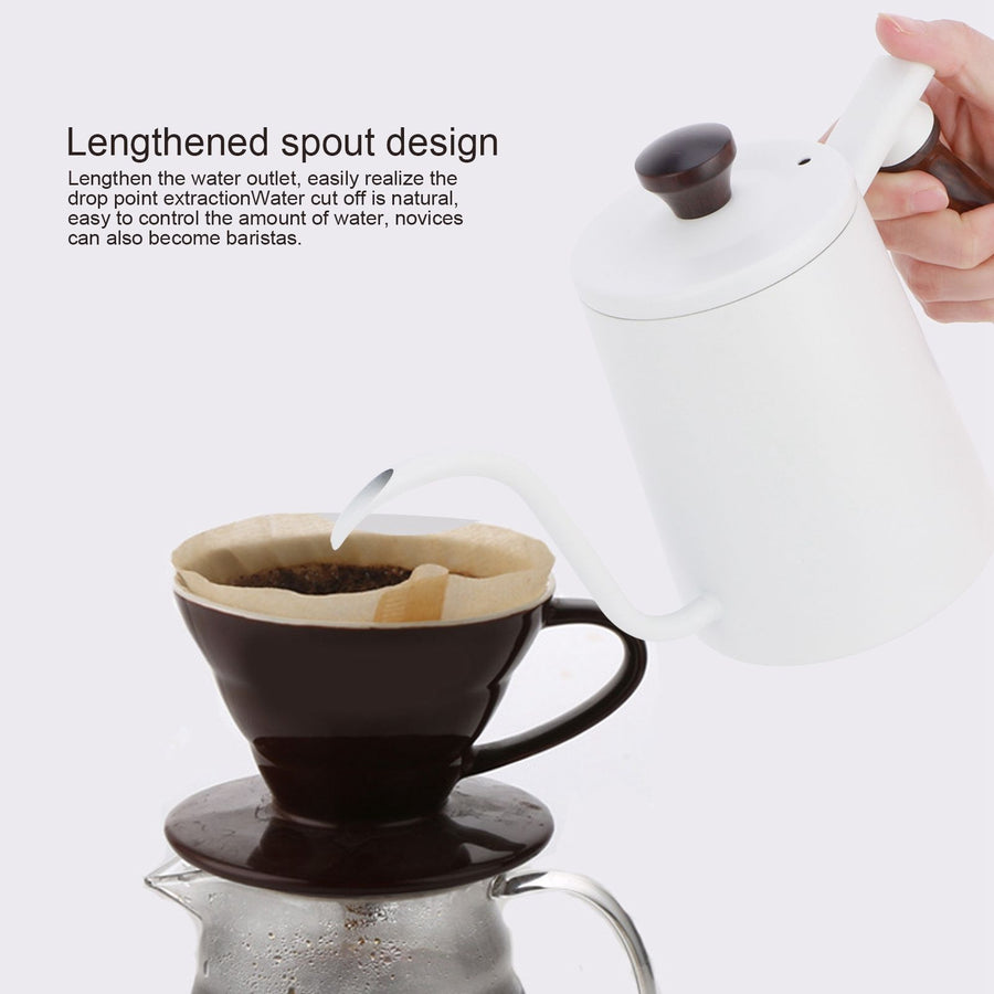 700ml Hand Drip Coffee Pot 304 Stainless Steel Long Spout Coffee Making Kettle with Wooden Handle