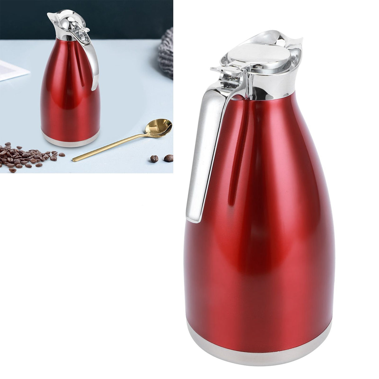 2L Vacuum Jug Bottle Stainless Steel Thermal Kettle Tea Pot Household Double Wall Insulated JugFlat Stopper 2L