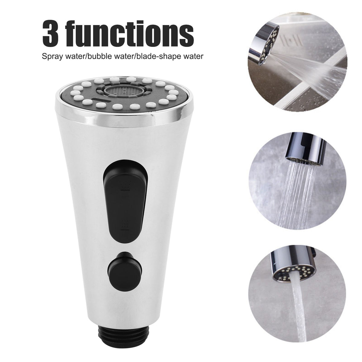 G1/2 Faucet Sprayer Head with 3 Functions Kitchen Basin Pull Down Sprayer Spout Nozzle