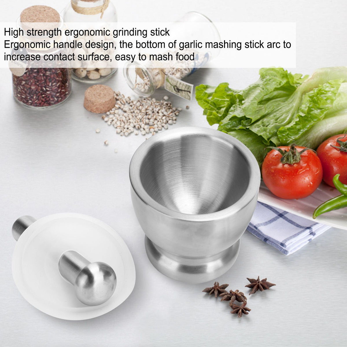 Garlic Press Chopper 304 Stainless Steel Manual Spice Herb Grinder Kitchen Accessory