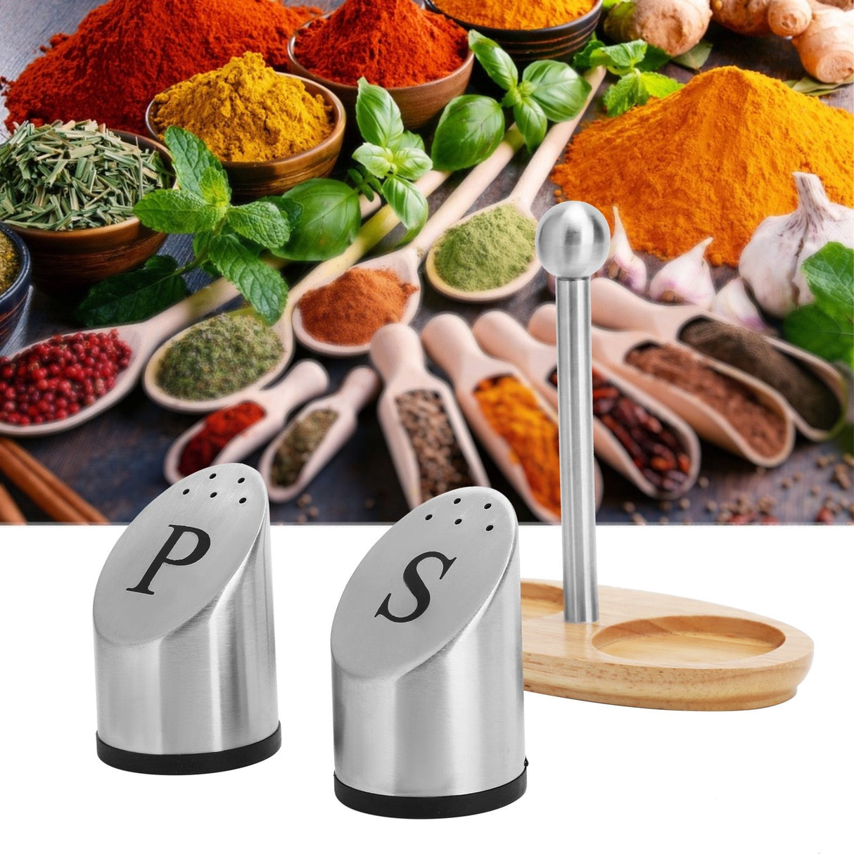 Stainless Steel Condiment Container Pot Seasoning Box Set Spice Pepper Jar Kitchen Cooking Tool