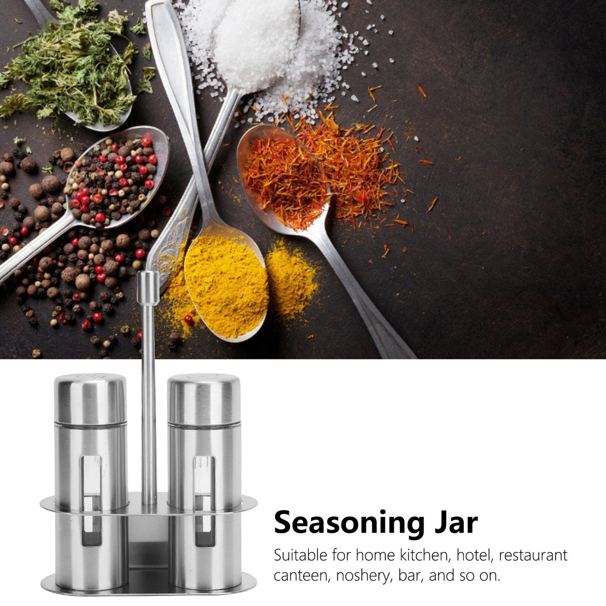 Stainless Steel Condiment Seasoning Container Pots Set with Spice Rack for Dining Room Supplies