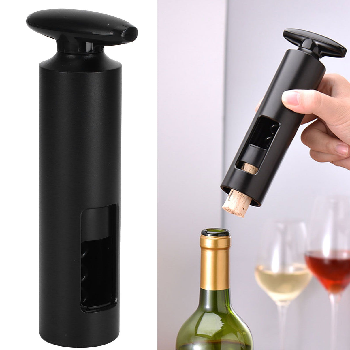 Manual Wine Bottle Opener Corkscrew Kitchen Bar Wine Opening Tool Accessories Black