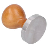 58mm Stainless Steel Coffee Powder Hammer Tamper with Wood Handle Coffee Accessories - Close-Up Angle