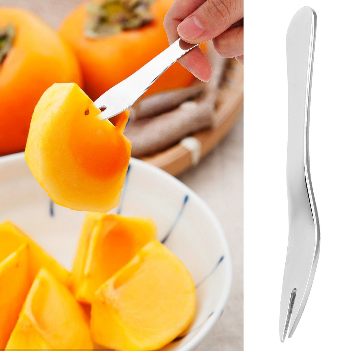 Fruit Fork 304 Stainless Steel Lovely Mini Dessert Fork for Cake Party Restaurant HotelStainless Steel Color 1Pc