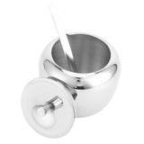 Stainless Steel Sugar Jar Seasoning Jar Spice Container with Lid and Spoon Home Kitchen Tool